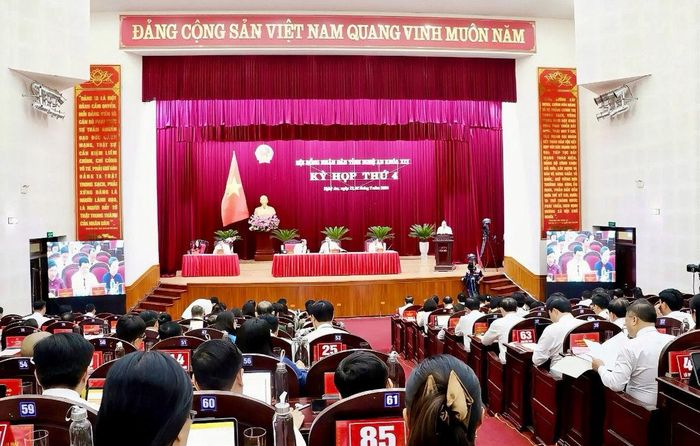 Toàn cảnh Kỳ họp thứ Tư, HĐND tỉnh Nghệ An khóa XIX. Ảnh: H.P