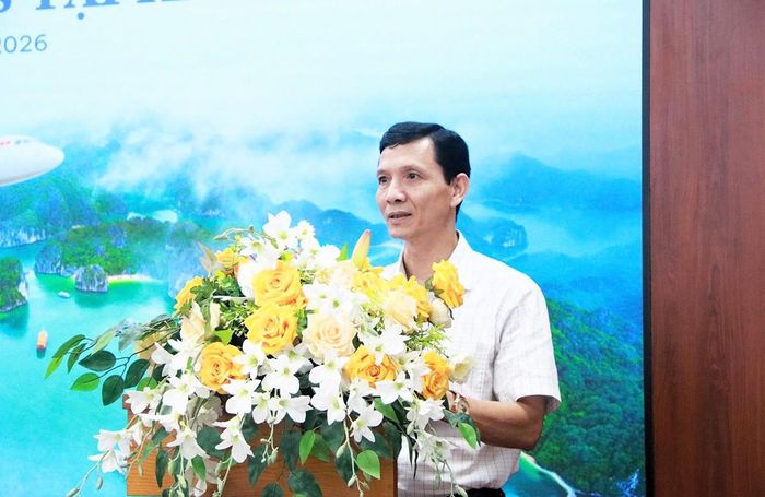 Ông Đỗ Thanh Bình, Phó Giám đốc Sở Văn hóa Thể thao và Du lịch thành phố Hải Phòng phát biểu tại hội nghị. Ảnh: Hồng Nhung.