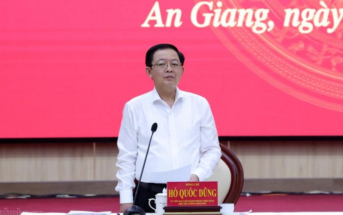 Phó Thủ tướng Hồ Quốc Dũng phát biểu buổi làm việc với tỉnh An Giang. Ảnh: VGP.