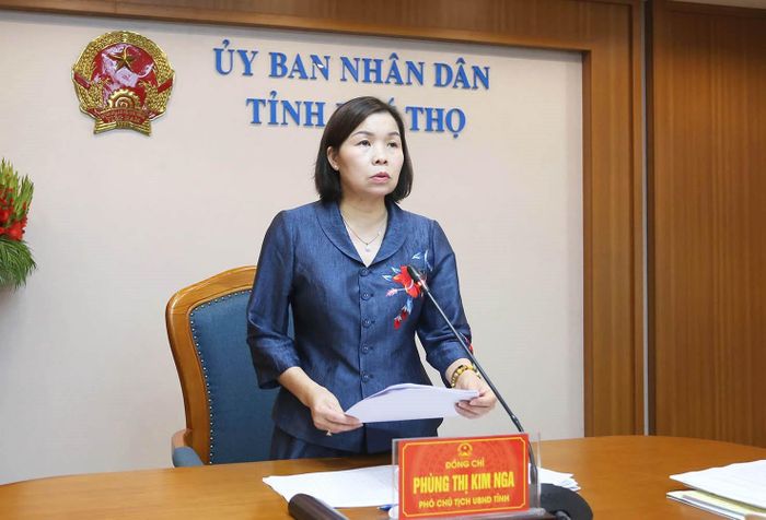 Phó Chủ tịch UBND tỉnh Phùng Thị Kim Nga phát biểu chỉ đạo tại hội nghị