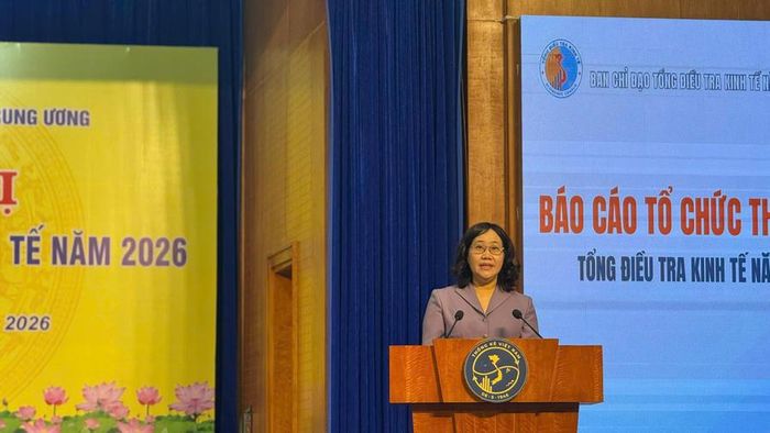 Bà Nguyễn Thị Hương - Cục trưởng Cục Thống kê (Bộ Tài chính) phát biểu