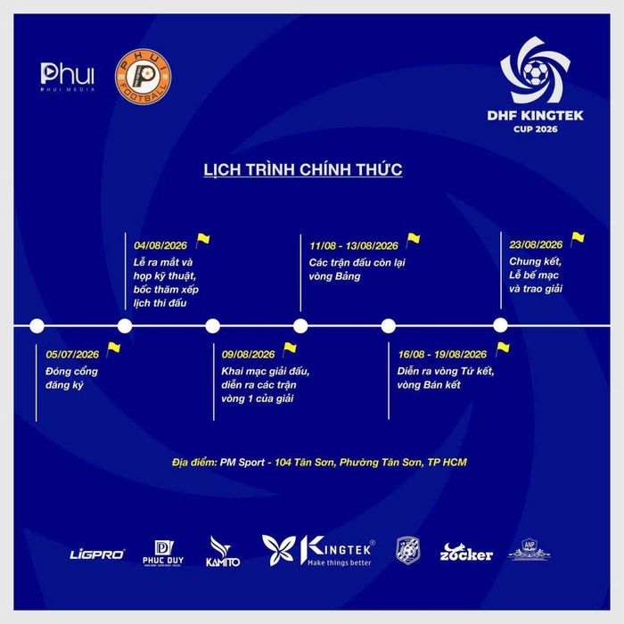 Lịch trình chính thức DHF Kingtek Cup 2026.