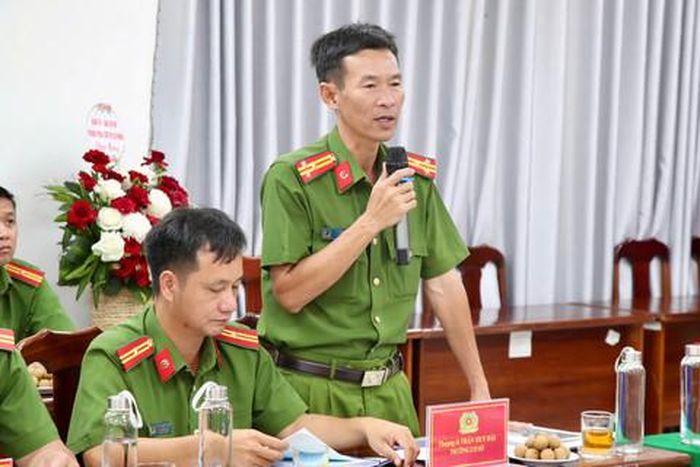 Thượng tá Trần Huy Hải, Trưởng Cơ sở cai nghiện ma túy số 6 phát biểu tại hội nghị