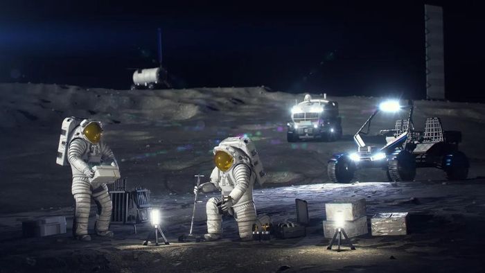 Hình ảnh minh họa phi hành gia làm việc trên bề mặt Mặt Trăng. Ảnh: NASA