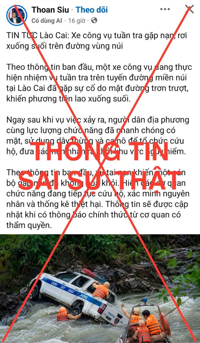 Thông tin sai sự thật lan truyền trên mạng xã hội. (Ảnh: Chụp màn hình)
