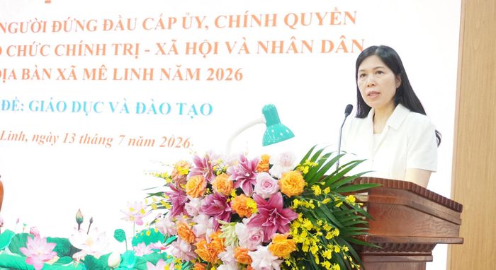 Phó Chủ tịch Thường trực Ủy ban MTTQ Việt Nam thành phố Hà Nội Trần Thị Phương Hoa dự và phát biểu chỉ đạo tại hội nghị. Ảnh: Lê Dung