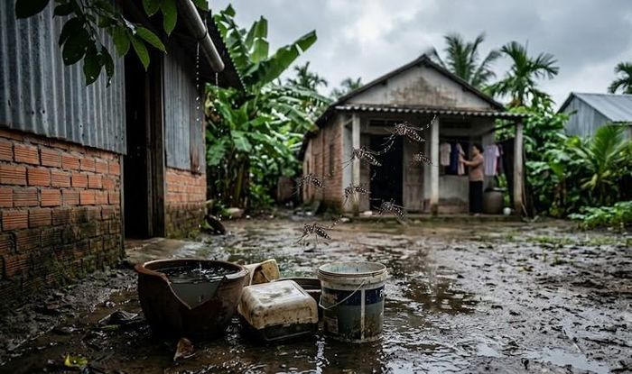 Nước đọng, môi trường cùng độ ẩm cao là điều kiện lý tưởng để muỗi vằn truyền bệnh sốt xuất huyết phát triển mạnh.