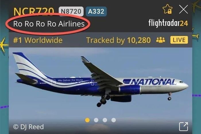  Chuyến bay được đổi tên thành "Ro Ro Ro Ro Airlines" trên Flightradar24. Ảnh: Aftenposten.