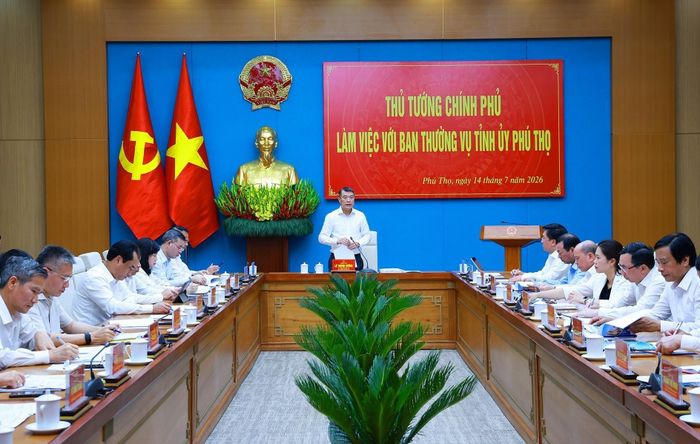 Thủ tướng Lê Minh Hưng làm việc với Ban Thường vụ Tỉnh ủy Phú Thọ về thực hiện nhiệm vụ phát triển kinh tế - xã hội. Ảnh: Dương Giang – TTXVN