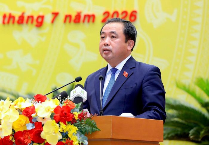  Ủy viên Bộ Chính trị, Bí thư Thành ủy, Trưởng đoàn ĐBQH thành phố Hà Nội Trần Đức Thắng phát biểu chỉ đạo tại phiên khai mạc. Ảnh: Trung Nguyên - TTXVN 