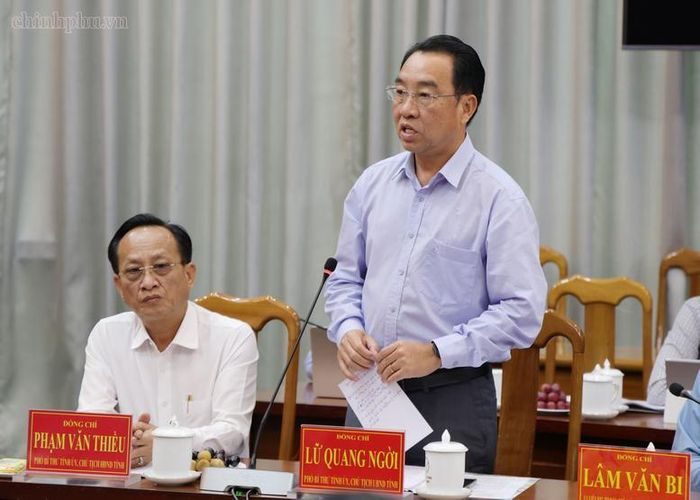 Chủ tịch UBND tỉnh Cà Mau Lữ Quang Ngời phát biểu tại cuộc làm việc - Ảnh: VGP/Gia Huy