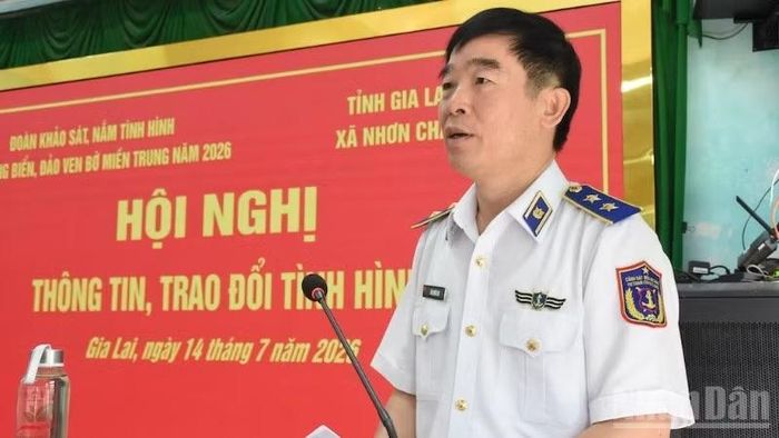Đồng chí Trung tướng Bùi Quốc Oai – Bí thư Đảng ủy, Chính ủy Cảnh sát biển Việt Nam thông tin về tình hình an ninh quốc phòng, phát triển kinh tế biển Việt Nam.