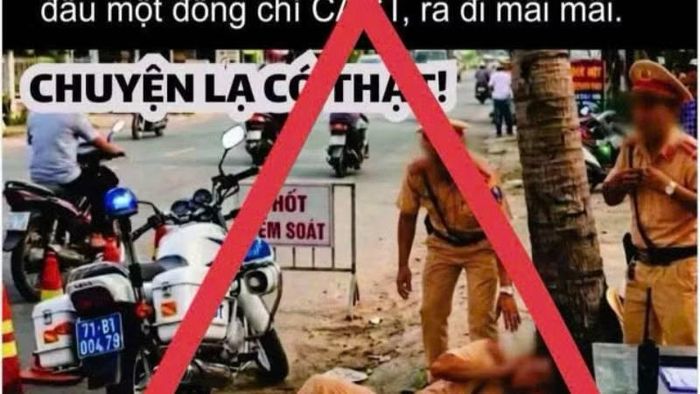 Thông tin, hình ảnh bịa đặt về cảnh sát giao thông đăng tải trên mạng xã hội.