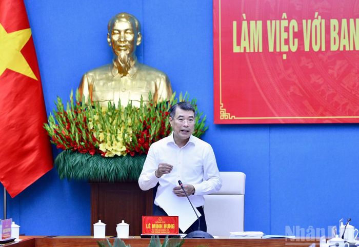 Thủ tướng Chính phủ Lê Minh Hưng phát biểu ý kiến chỉ đạo tại cuộc làm việc với Ban Thường vụ Tỉnh ủy Phú Thọ. (Ảnh: THANH GIANG)