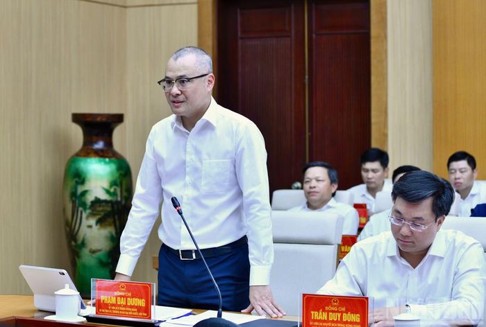 Bí thư Tỉnh ủy Phú Thọ Phạm Đại Dương phát biểu ý kiến tại cuộc làm việc. (Ảnh: THANH GIANG)