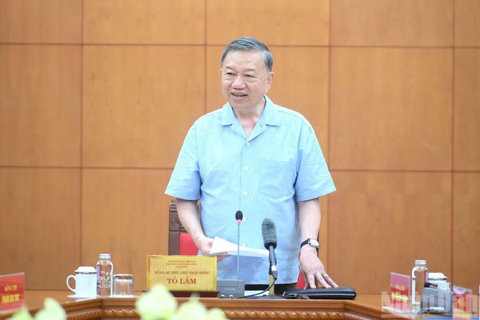 Tổng Bí thư, Chủ tịch nước Tô Lâm phát biểu tại cuộc làm việc.
