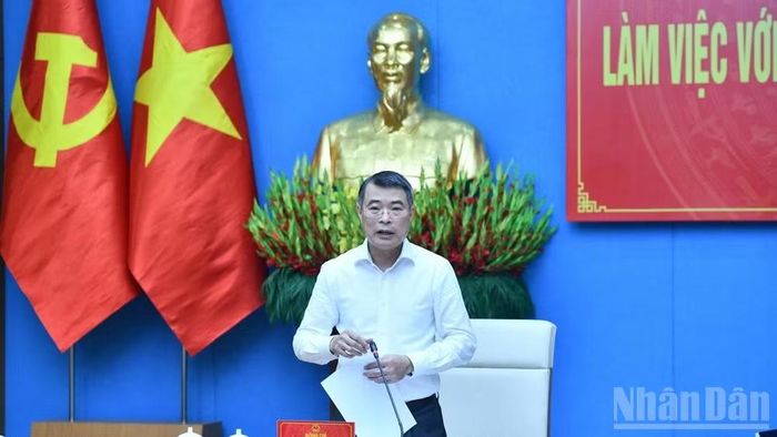  Thủ tướng Chính phủ Lê Minh Hưng phát biểu chỉ đạo cuộc làm việc. (Ảnh: THANH GIANG) 