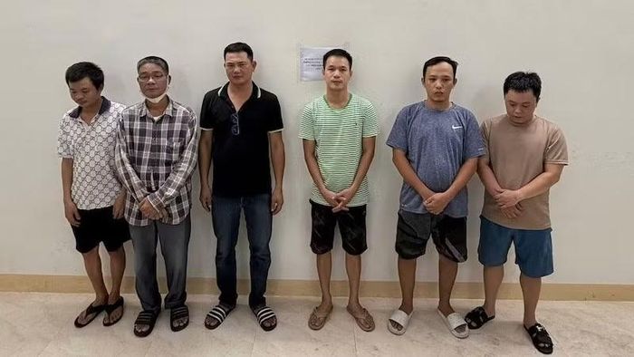 Các đối tượng tại cơ quan điều tra. (Ảnh: Công an cung cấp)