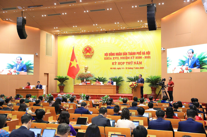 Quang cảnh Kỳ họp thứ năm, HĐND TP Hà Nội khóa XVII.