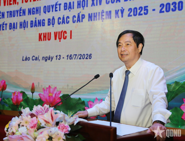 Đồng chí Phan Xuân Thủy, Phó trưởng Ban Tuyên giáo và Dân vận Trung ương, Trưởng ban tổ chức hội thi phát biểu khai mạc. Ảnh: TRUNG KIÊN