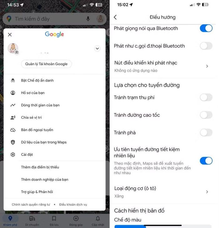 Để lấy lại chế độ dẫn đường nhanh nhất trên Google Maps, người dùng chỉ cần mở ứng dụng, nhấn vào ảnh đại diện tài khoản ở góc trên bên phải, chọn Cài đặt, tiếp tục vào mục Điều hướng và tìm đến tùy chọn Ưu tiên tuyến đường tiết kiệm nhiên liệu.