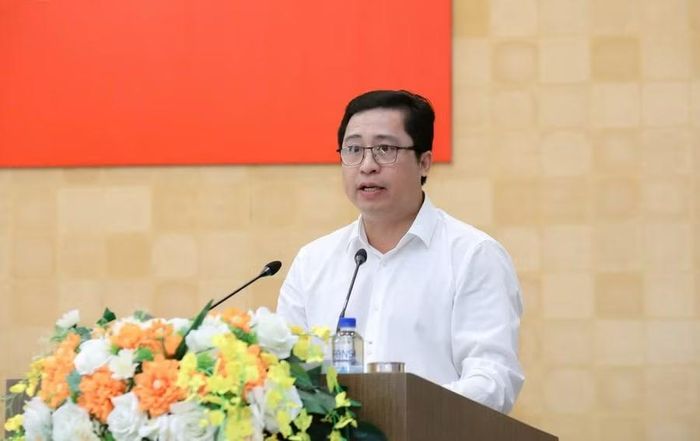 Ông Dương Quốc Huy - Bí thư Tỉnh ủy Lào Cai phát biểu tại buổi làm việc. (Ảnh: Báo và Phát thanh, Truyền hình Lào Cai).