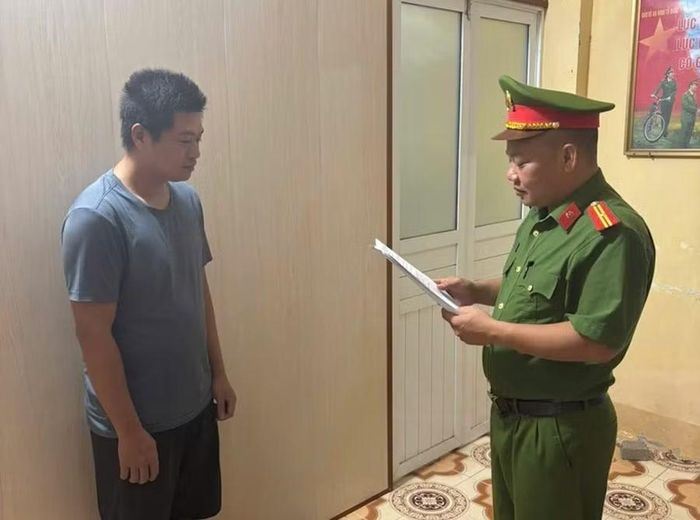 Lương Văn Hải tại Cơ quan Công an. Ảnh: Công an tỉnh Hưng Yên cung cấp