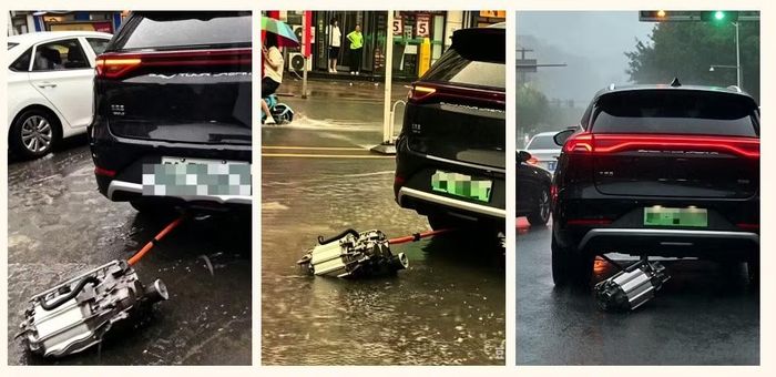 Theo giới chuyên gia, áp lực thủy động học cao khi lội qua vùng nước sâu có thể làm bung các tấm bảo vệ gầm xe cũng như các điểm nối, giá đỡ linh kiện. Ảnh: Carnewschina