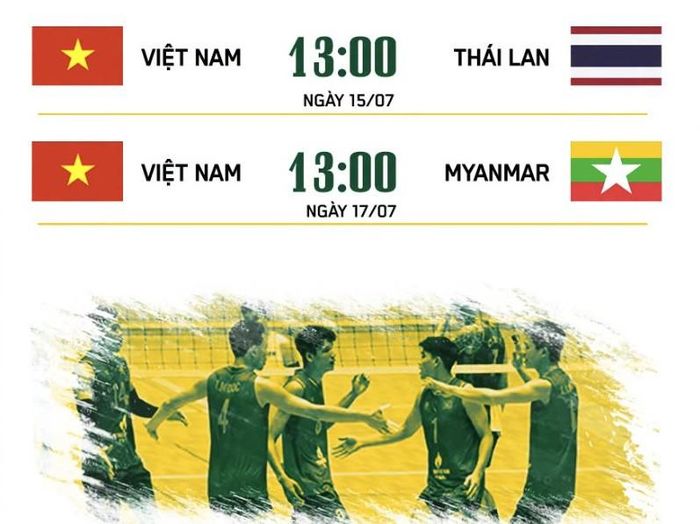 Theo lịch thi đấu, đội tuyển bóng chuyền nam Việt Nam sẽ gặp Thái Lan lúc 13 giờ ngày 15/7. Ảnh: VFV