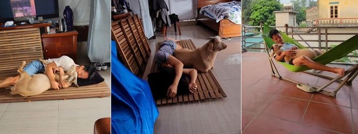 Chú dê mang tên Bẹ luôn quấn quýt anh Thắng