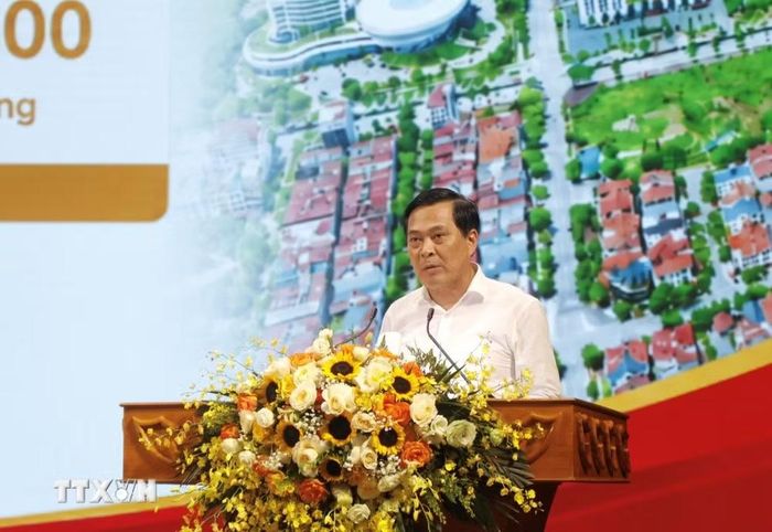 Chủ tịch UBND phường Kinh Bắc Nguyễn Mạnh Hiếu phát biểu tại Hội nghị. (Ảnh: Thanh Thương/TTXVN)