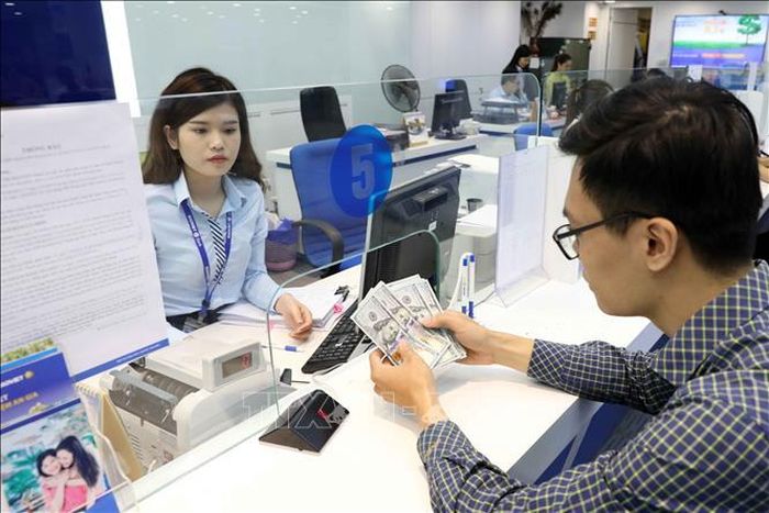 Giao dịch ngoại tệ tại Hội sở Ngân hàng TMCP Bảo Việt. Ảnh: Trần Việt/TTXVN