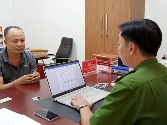 Bị can Trương Quốc Cường tại trụ sở công an.