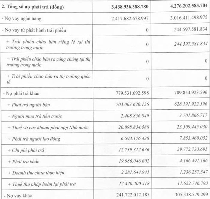 Nhựa Bình Thuận lần đầu ghi nhận dư nợ trái phiếu. Nguồn: HNX