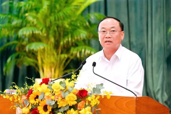 Bí thư Tỉnh ủy Thái Đại Ngọc phát biểu chỉ đạo tại hội nghị. Ảnh: Đức Thụy