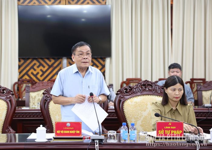 Lãnh đạo Hiệp hội Doanh nghiệp tỉnh phát biểu ý kiến tai chương trình làm việc