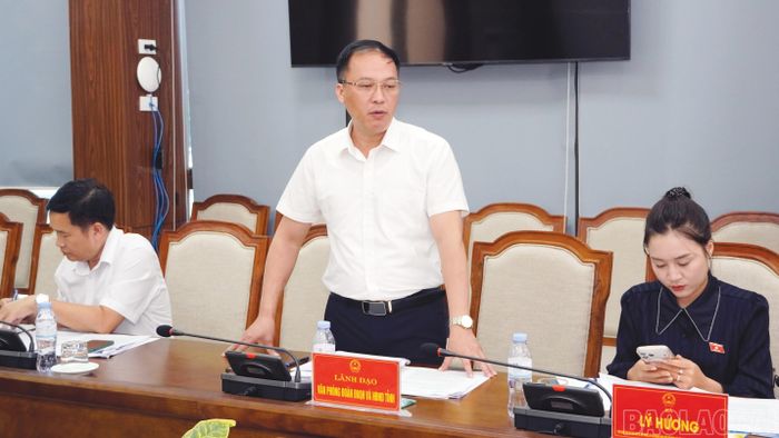 Thành viên đoàn giám sát thảo luận tại cuộc họp.