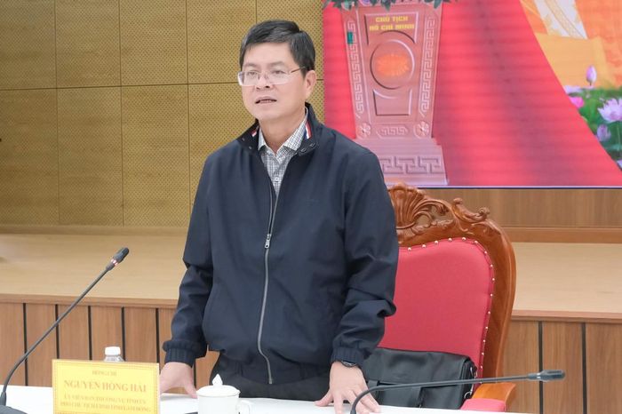 Ủy viên Ban Thường vụ Tỉnh ủy, Phó Chủ tịch UBND tỉnh Lâm Đồng Nguyễn Hồng Hải phát biểu chỉ đạo tại buổi làm việc