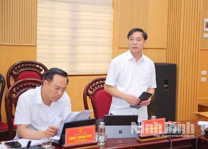 Đồng chí Nguyễn Anh Chức, Ủy viên Ban Thường vụ Tỉnh ủy, Phó Chủ tịch UBND tỉnh phát biểu tại phiên họp.