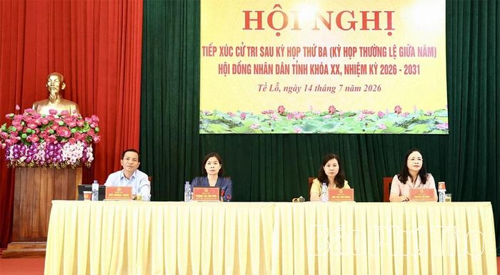 Các thành viên Tổ đại biểu số 11 HĐND tỉnh tại buổi tiếp xúc cử tri.