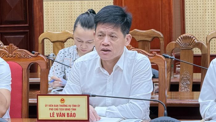 Đồng chí Lê Văn Bảo, Phó Chủ tịch UBND tỉnh phát biểu tại buổi làm việc - Ảnh: N.L