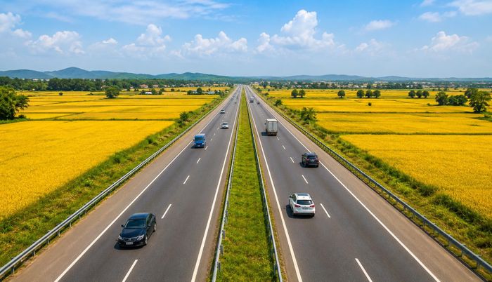 Tuyến cao tốc đoạn Đức Hòa - Mỹ An được đề xuất đầu tư quy mô 4 làn xe hoàn chỉnh (Ảnh minh họa: AI).