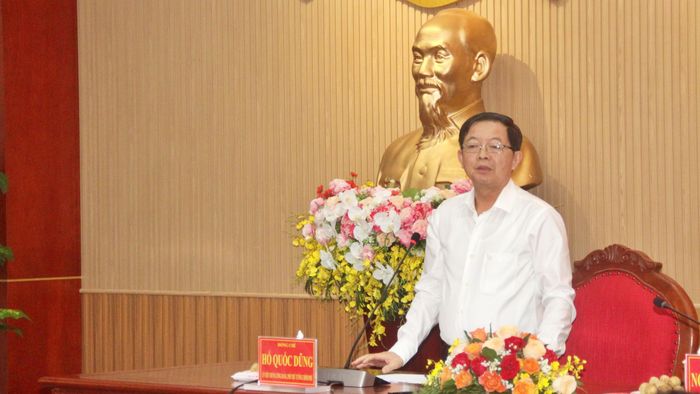 Phó Thủ tướng Hồ Quốc Dũng phát biểu chỉ đạo tại buổi làm việc với tỉnh Cà Mau.