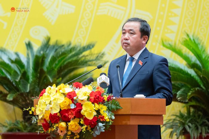 Bí thư Thành ủy Hà Nội Trần Đức Thắng phát biểu