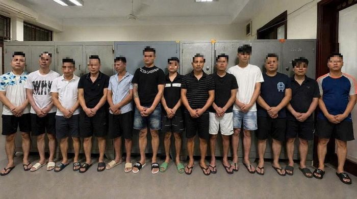 Các đối tượng bị bắt giữ tại cơ quan Công an.
