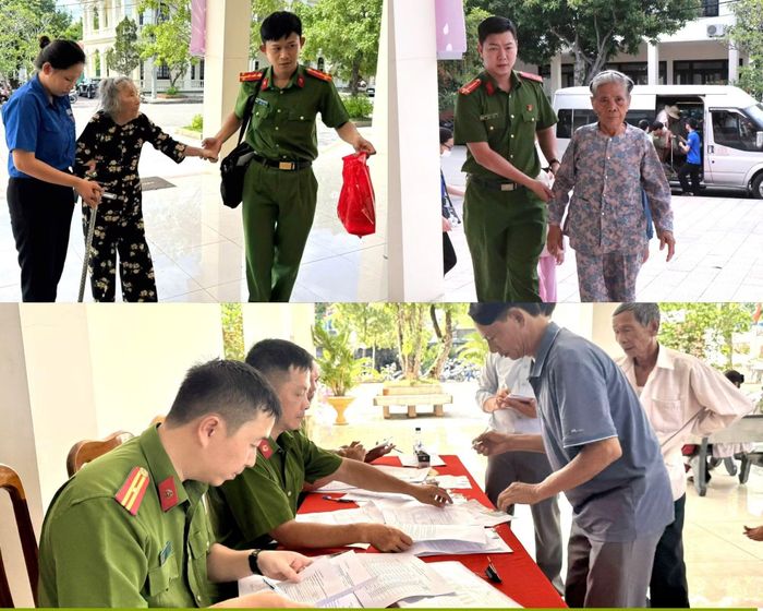 Tận tình hỗ trợ những người cao tuổi, già yếu đến điểm thu nhận mẫu sinh phẩm ADN.