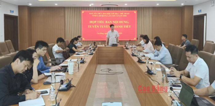 Đồng chí Tô Vũ Ninh, Tỉnh ủy viên, Giám đốc Sở Văn hóa, Thể thao và Du lịch, Trưởng Ban Tổ chức Đại hội Thể dục thể thao tỉnh lần thứ X năm 2026 phát biểu kết luận tại cuộc họp.
