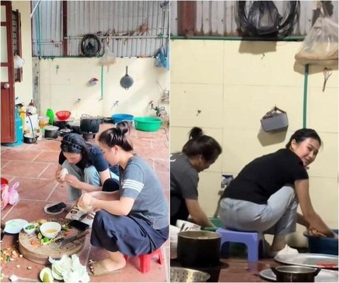 Nhiều lần trước về quê, mỹ nhân sinh năm 2001 cũng để lại những khoảnh khắc xông xáo khi vào bếp cùng mọi người. Những hình ảnh Doãn Hải My mặc đồ bộ, tham gia nấu nướng và rửa bát cùng gia đình chồng đã tạo nên hình ảnh một nàng dâu thành thị rất hòa nhập.
