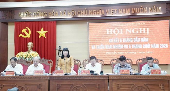 Bà Hồ Thị Nguyên Thảo, Ủy viên Ban Thường vụ Tỉnh ủy, Phó Chủ tịch Thường trực UBND tỉnh phát biểu tại hội nghị.