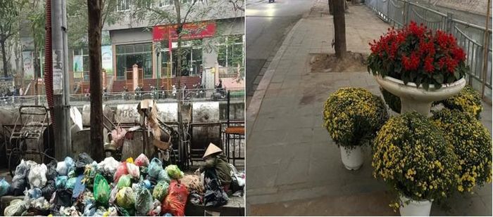 Hình ảnh trước và sau khi xóa bỏ điểm đen rác thải tại phố Trần Đại Nghĩa thuộc tổ dân phố 16.